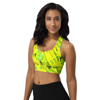 Neon Yellow Graffiti Longline Sports Bra