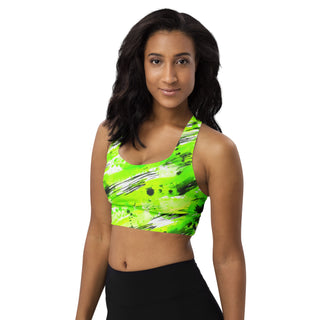 Neon Green Graffiti Longline Sports Bra