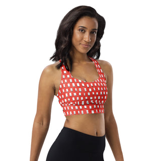 Red Pixels Longline Sports Bra