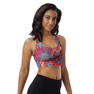Maroon Graffiti Longline Sports Bra