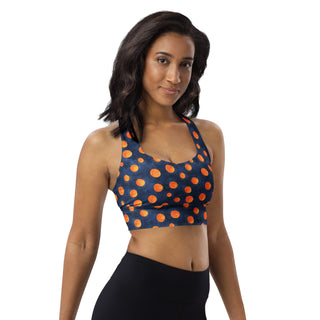 Navy & Orange Dots Longline Sports Bra