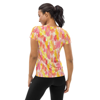 Coral and Yellow Camo Stretchy Tee