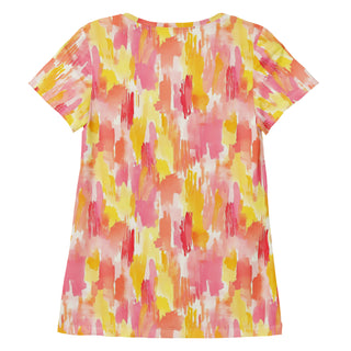 Coral and Yellow Camo Stretchy Tee