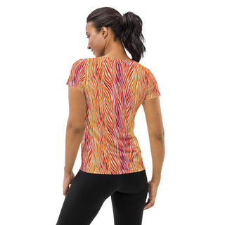 Coral & Yellow Zebra Stripes Stretchy Tee