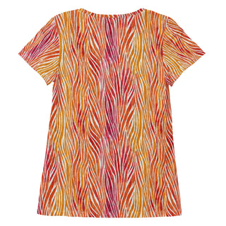 Coral & Yellow Zebra Stripes Stretchy Tee