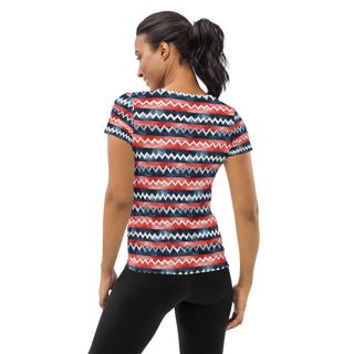 Red & Blue Zigzags Stretchy Tee