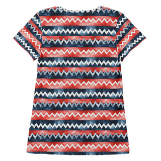 Red & Blue Zigzags Stretchy Tee