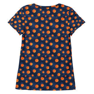 Navy & Orange Dots Stretchy Tee