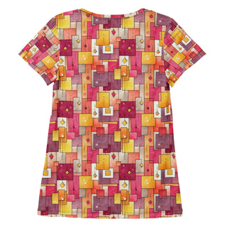 Pink & Yellow Squares Stretchy Tee
