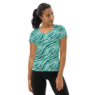 Turquoise Zebra Stripes Stretchy Tee