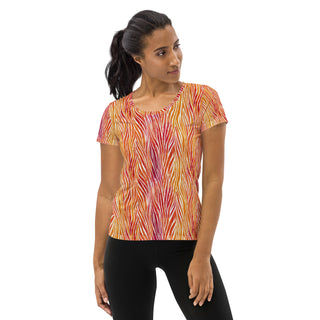Coral & Yellow Zebra Stripes Stretchy Tee