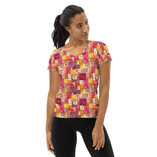 Pink & Yellow Squares Stretchy Tee