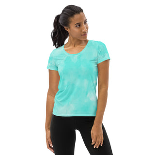 aqua blue athletic t shirt - moisture-wicking, stretchy fit for yoga, training, and movement