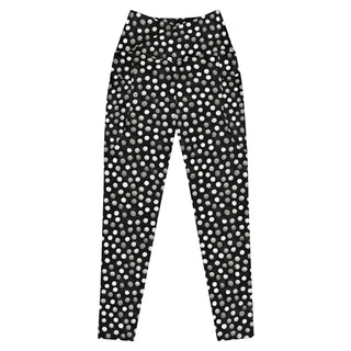 black gray dots crossover high-waist leggings- vibrant, stretchy, and built for bold motion and flexible comfort