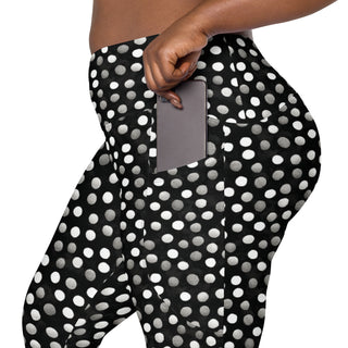 black-gray dots crossover leggings - stretchy and built for bold motion, flexible flow, and fierce energy