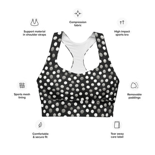 High-impact sports bra with compression, breathable mesh lining, and removable padding for flexible support