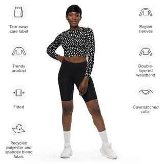 Athletic crop top with black-gray dots - sleek fit with stretch and airflow for workouts and dynamic movement