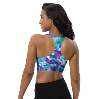 Blue-purple camo padded bra top - supportive, soft, and built for movement, flexibility, and active flow