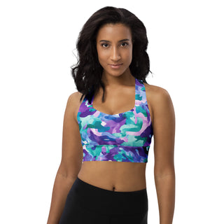 Blue purple camo padded bra top - soft, supportive, and ready for active flow