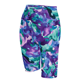 Blue-purple camo yoga shorts - bold and stretchy, sculpted for vibrant flow, flexible movement, and performance