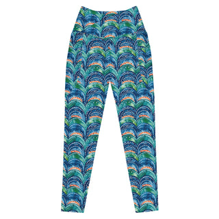 blue rainbows crossover high-waist leggings- vibrant, stretchy, and built for bold motion and flexible comfort