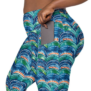 blue rainbows crossover leggings - stretchy and built for bold motion, flexible flow, and fierce energy