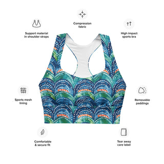 High-impact sports bra with compression, breathable mesh lining, and removable padding for flexible support