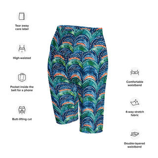 Athletic shorts with blue rainbows - sleek fit with stretch for workouts and dynamic movement