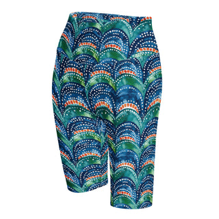 blue rainbows yoga shorts - bold and stretchy, sculpted for vibrant flow, flexible movement, and performance