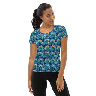 blue rainbows athletic t shirt - moisture-wicking, stretchy fit for yoga, training, and movement