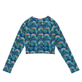 Blue rainbows long  yoga crop top - breathable fit for flow, flexibility, and powerful performance