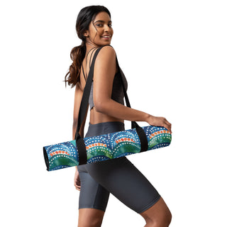 blue rainbows yoga mat - cushioned and tactile with smooth flow support for confident practice