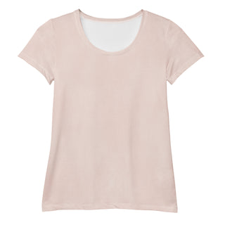 Stretchy athletic t-shirt with blush pink - breathable, fluid design made for movement and active flow