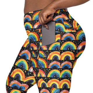 bright rainbows crossover leggings - stretchy and built for bold motion, flexible flow, and fierce energy