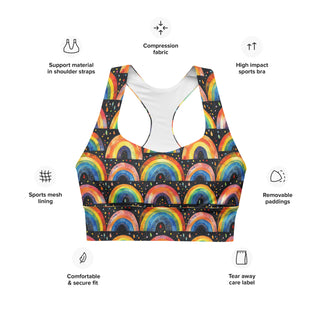 High-impact sports bra with compression, breathable mesh lining, and removable padding for flexible support