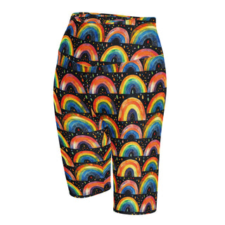 bright rainbows yoga shorts - bold and stretchy, sculpted for vibrant flow, flexible movement, and performance