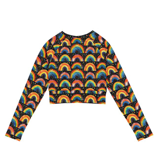 bright rainbows long  yoga crop top - breathable fit for flow, flexibility, and powerful performance
