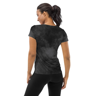 dark gray stretchy yoga tee - breathable activewear for running, training, or Pilates flow