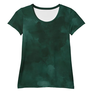 Stretchy athletic t-shirt with dark green - breathable, fluid design made for movement and active flow