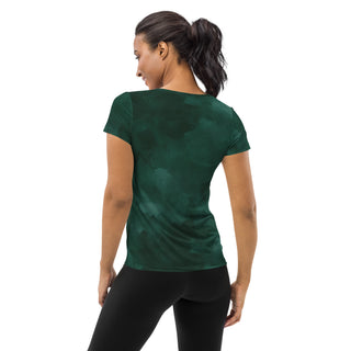 dark green stretchy yoga tee - breathable activewear for running, training, or Pilates flow