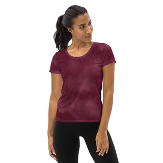 deep maroon athletic t shirt - moisture-wicking, stretchy fit for yoga, training, and movement