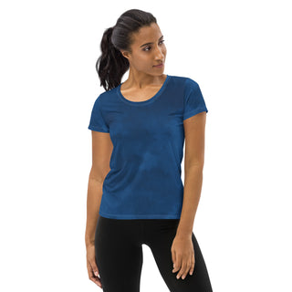 denim blue athletic t shirt - moisture-wicking, stretchy fit for yoga, training, and movement