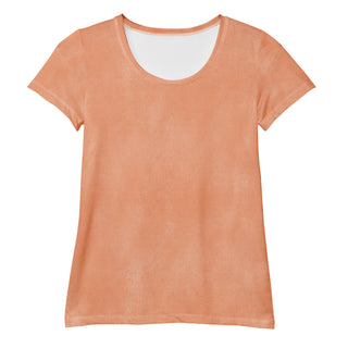 Stretchy athletic t-shirt with desert orange - breathable, fluid design made for movement and active flow