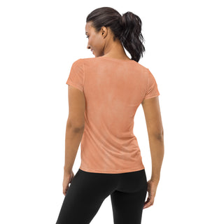desert orange stretchy yoga tee - breathable activewear for running, training, or Pilates flow