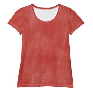 Stretchy athletic t-shirt with faded red - breathable, fluid design made for movement and active flow