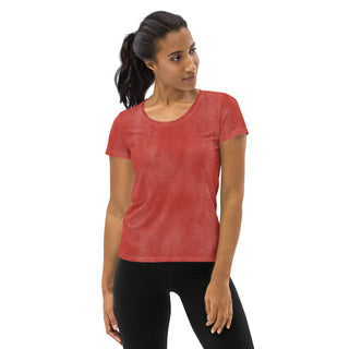 faded red athletic t shirt - moisture-wicking, stretchy fit for yoga, training, and movement