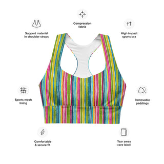 High-impact sports bra with compression, breathable mesh lining, and removable padding for flexible support
