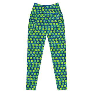 green blue dots crossover high-waist leggings- vibrant, stretchy, and built for bold motion and flexible comfort
