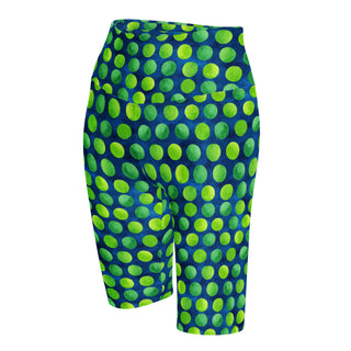 blue-green dots yoga shorts - bold and stretchy, sculpted for vibrant flow, flexible movement, and performance