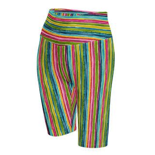 green-pink stripes yoga shorts - bold and stretchy, sculpted for vibrant flow, flexible movement, and performance